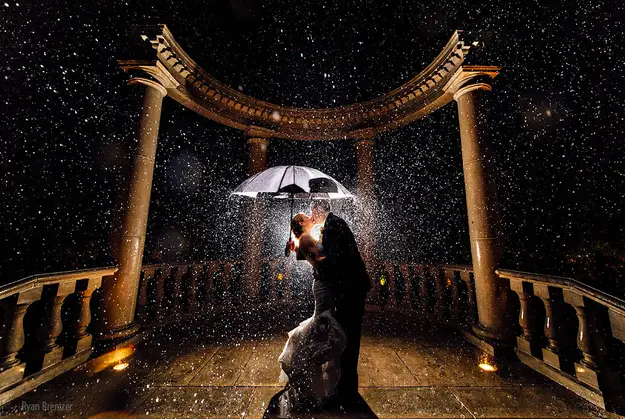 rain on your wedding day tips - photo by Ryan Brenizer