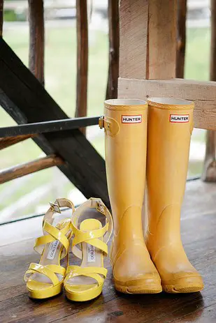 rainy wedding day tips - bring rain boots