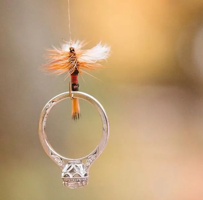 fishing lure engagement ring - photo by Jo Photos