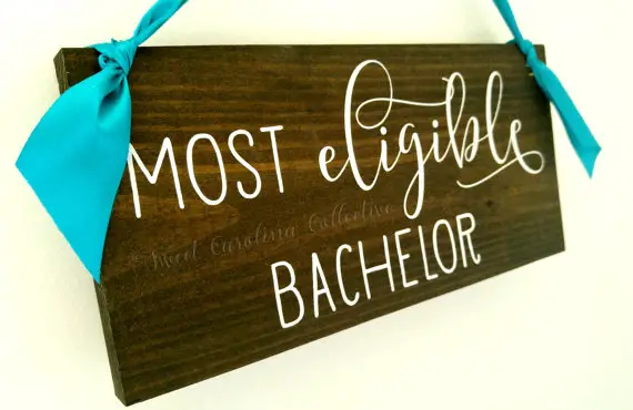 Funny Wood Ring Bearer Sign- Most Eligible Bachelor Sign