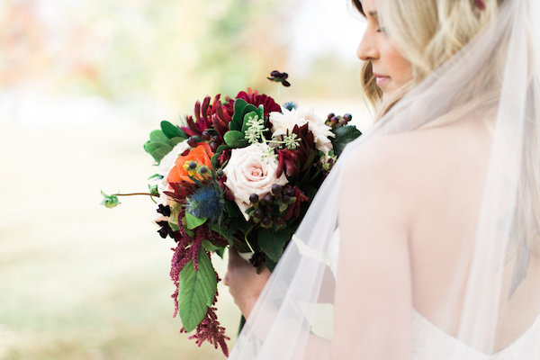 Marsala Wedding Flowers for the bride