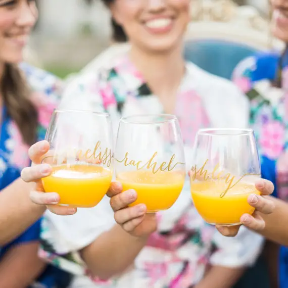 personalized wine glasses as bridesmaid gifts