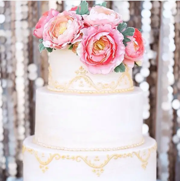 wedding cake with flowers - Juliet Young Photography