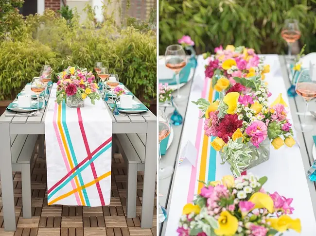 DIY Washi Tape Wedding Table Runner