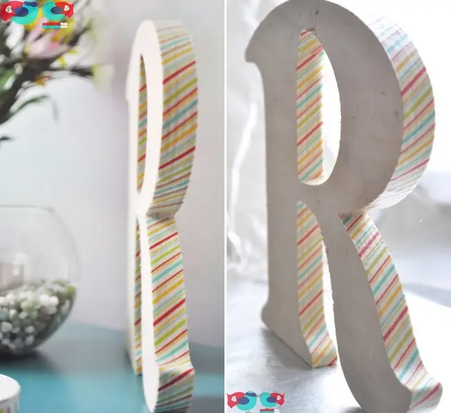 diy wedding washit tape ideas - DIY Washi Tape Wooden Letter