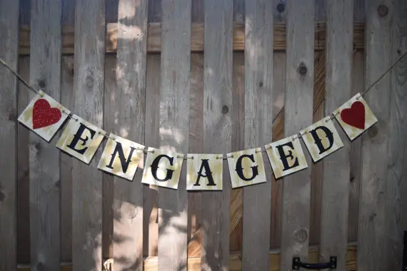 ENGAGED SIGN Banner - Wedding Banner - Rustic Wedding banner - Engagment Party Decorations - Banners