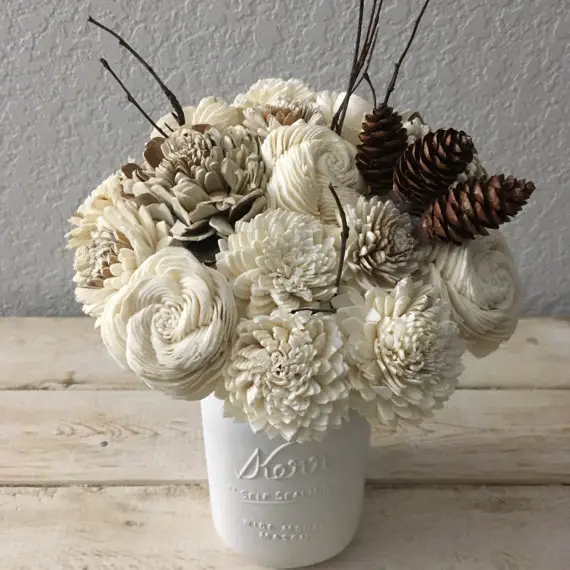 Winter Decor - Wooden Flower Bouquet - Sola Wood Flower Bouquet