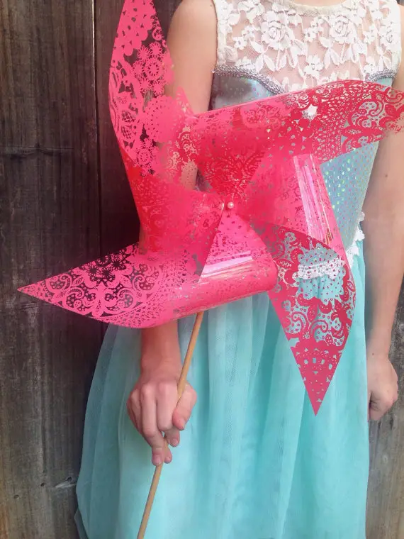 Pink Lace Pinwheel for flower girls