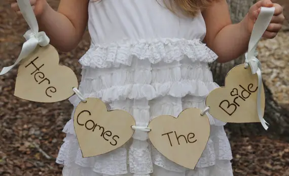 rustic Here Comes The Bride Sign Flower Girl banner