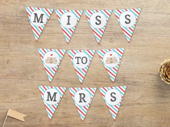 Miss to Mrs Banner, Travel Bridal Shower Decor