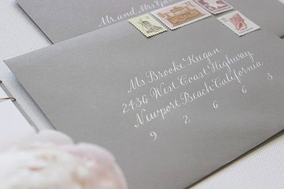 Wedding Calligraphy Envelope Addressing in White Ink - Escort Cards, Buffet Cards & Table Numbers Also Available - The Jacqueline Style by Southern Calligraphy - midsouthbride.com