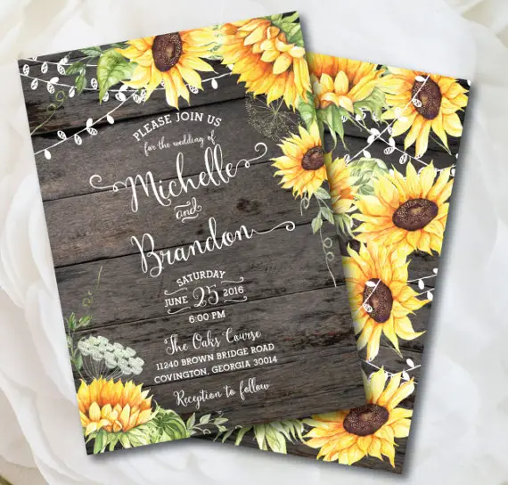 Rustic Sunflower Wedding Invitation by Posh Paper Occasion - midsouthbride.com