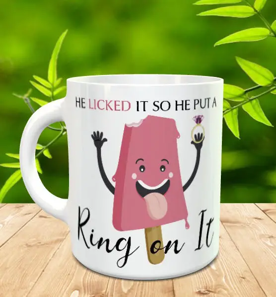 He Licked It So He Put A Ring On It Mug by Moonlake Designs - midsouthbride.com