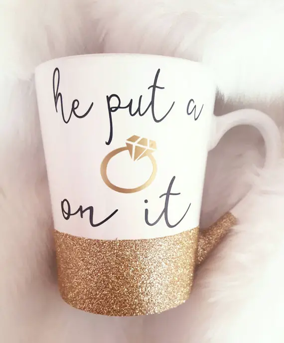 He put a ring on it Glitter Mug by Pretty Me Pink Boutique - midsouthbride.com