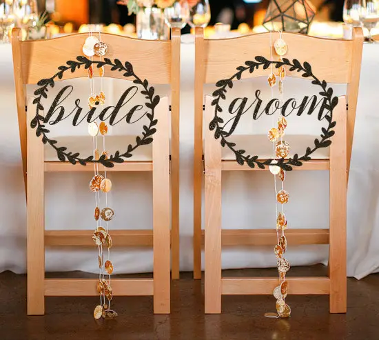 Bride and Groom Chair Signs by Tie The Knot Shoppe