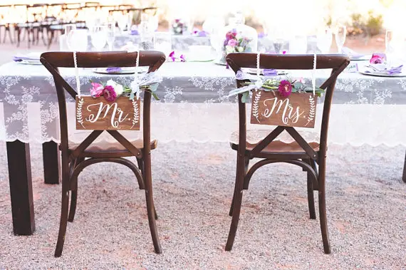 Mr & Mrs Signs For Chairs