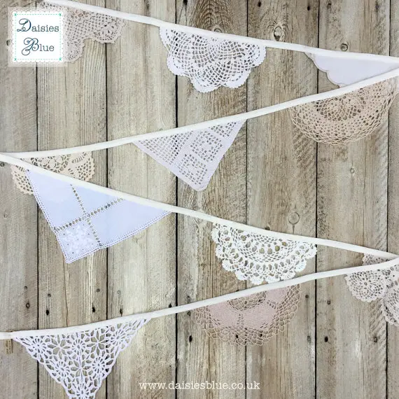 Vintage Cream Doily Bunting Decor by DaisiesBlueShop