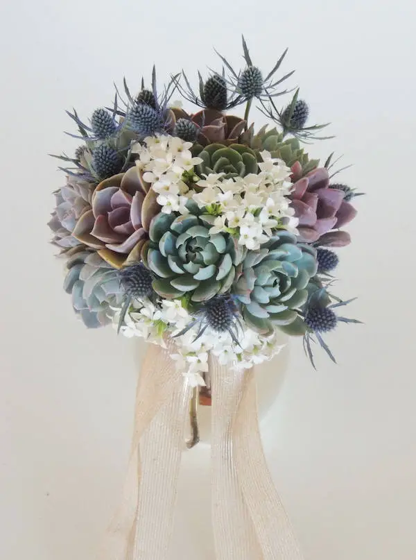 Succulent Bouquet Blue & Purple by Succulently Urban - midsouthbride.com