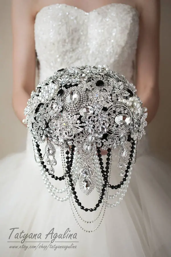 Color Coordinated Wedding Brooch Bouquets