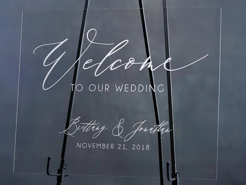 Elegant Wedding Welcome Sign - Personalized Welcome Sign with Names & Date - Welcome to Our Wedding Acrylic Wedding Sign by Rich Design Co - midsouthbride.com